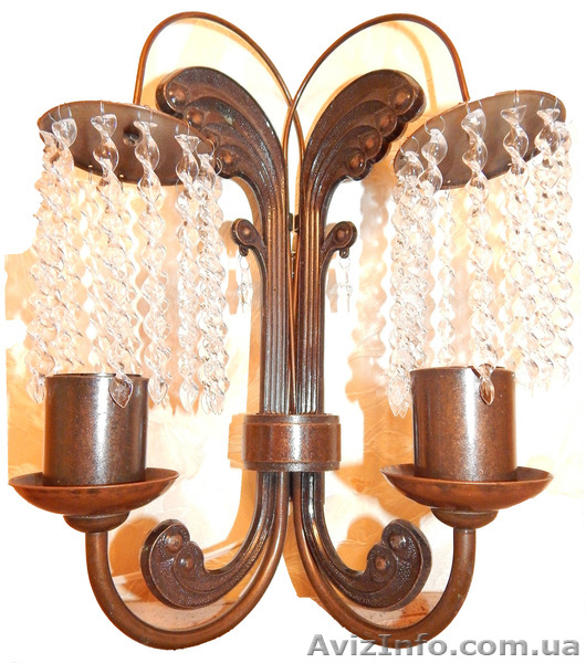 Бра, светильник из меди, новый со стеклянными серьгами - <ro>Изображение</ro><ru>Изображение</ru> #1, <ru>Объявление</ru> #976144