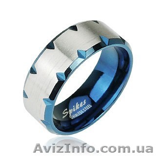 Кольцо из стали 316L с синими насечками - <ro>Изображение</ro><ru>Изображение</ru> #1, <ru>Объявление</ru> #990672