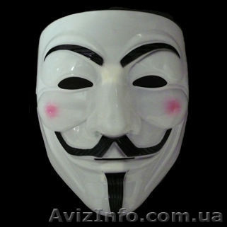 Пластиковая маска Гая Фокса в стиле фильма “Вендетта” - белая - <ro>Изображение</ro><ru>Изображение</ru> #1, <ru>Объявление</ru> #1017679