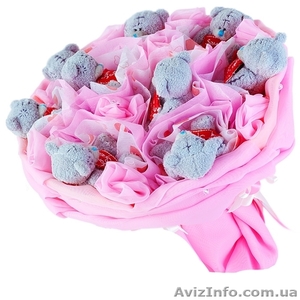 Букет из мягких игрушек мишек тедди