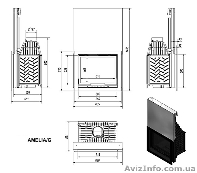 Топка для камина Kratki AMELIA 25 кВт с подъемом стекла вверх - <ro>Изображение</ro><ru>Изображение</ru> #2, <ru>Объявление</ru> #913680