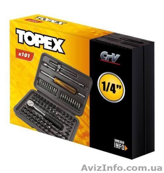 Набор насадок и принадлежностей, отвертка, вороток, 101шт, Topex 39D359 - <ro>Изображение</ro><ru>Изображение</ru> #4, <ru>Объявление</ru> #1319452